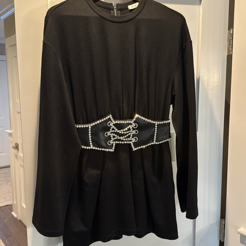 AREA dress black w embellished belt